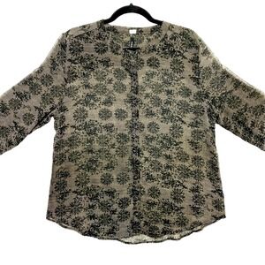 VINTAGE W.G.B. by Walter Baker Top Womens Medium Brown Black Sheer Shirt